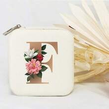 个性化首字母伴娘首饰盒 个性化花卉旅行首饰盒 婚礼新娘派对礼物 - 白色 - 查看 35