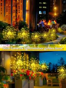 1pc 480LED/240LED/90LED Solar Powered Firework Lights, Solar Lights, LED String Lights, Waterproof Solar LED Lights, LED Solar Garden Lights, IP44, 8 Lighting Modes, Holiday Decor Lighting, Suitable For Villa, Balcony, Path, Lawn, Outdoor Area, Garden - Multicolor - View 10