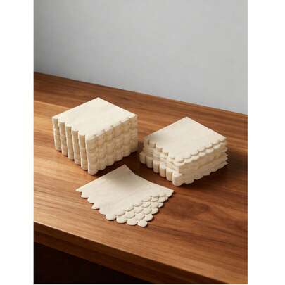 1/25/50pcs 5"X5" 2-Ply Wavy Edge Napkins, Disposable Folded Dinner Napkins Suitable For Banquet, Wedding, Birthday Party, Bridal Shower, Anniversary, Valentine's Day, Restaurant, Easter Decor