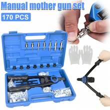 Rivet Gun Set, Rivnut Tool Kit, Heavy Duty Hand Riveter With M3-M12  Metric Mandrels,  Nuts And Rivets, Pop Rivet Gun Set With  Storage Case - Blue - View 1