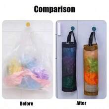 1pc Plastic Bag Dispenser, Wall-Mounted Home Storage Rack, Suitable For Kitchen, Summer Beach Party, Food, Camping, Room Decor, Kitchen Accessories, Wall-Mounted Multi-Pocket Storage Rack, Can Be Used To Store Shoes, Plastic Bags, Trash Bags, Kitchen, Home Entryway, Closet Space-Saving Practical Storage Bag, Durable Fabric Storage Solution, Suitable For Food Pantry - View 9