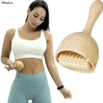Wooden Therapy Cup With Roller, Wood Therapy Massage Tools, Maderoterapia Kit Colombiana, Fascia Roller For Body Shaping, Lymphatic Drainage, Cellulite Remover, Muscle Relief