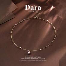 DARA - Dây chuyền ngọc trai 1 chiếc, ngọc trai nước ngọt màu tím 5-6mm & 10-11mm, thiết kế hình ngôi sao, thích hợp đeo hàng ngày, đi làm, làm quà tặng, kèm hộp quà. - Màu tím - Xem 8