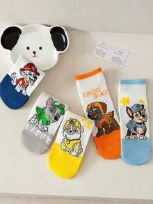 Paw Patrol 5/10双装汪汪队立大功儿童薄款网眼卡通透气袜子，印有小狗爪印和字母图案，适合2-14岁儿童，春夏款 - 彩色 - 查看 9