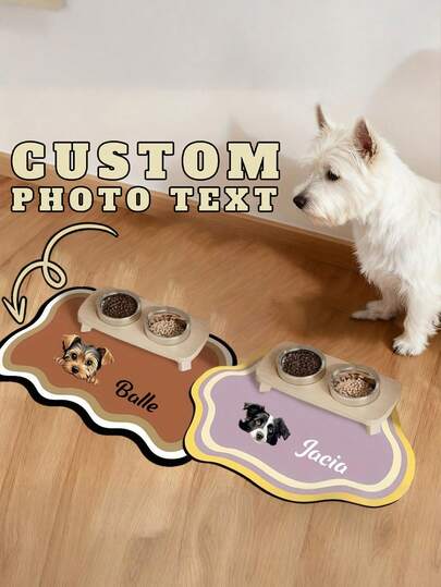 Customized Pet Photo And Name Food Mat - Waterproof And Non-Slip Dog Food Mat With Custom Photo And Name, Warm Personalized Pet Gift, Best Pet Owner Gift, Suitable For Dogs, Customized Pet Dog Food Mat, Waterproof Design