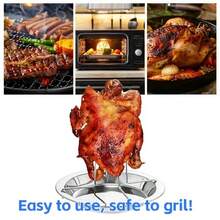 1 pieza Rejilla para asar pollo de acero inoxidable - Parrilla multifuncional con bandeja de goteo, accesorio plegable para cocinar al aire libre, camping y barbacoa - Multicolor - Ver 7