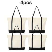 1/4/8pcs 17.7x12.6x5.9inch Large Capacity Natural Color Contrast Color Canvas Multi-Piece Set, Wedding Bachelorette Party SPA Gift Tote Bag, Travel Storage Bag, Shopping Bag, Mommy Bag, Beach Bag, Suitable For Wedding Theme Party, DIY Personalized Painting Embroidery Heat Transfer Tote Bag, Bright Color With Front Phone Fashion Glasses Pocket Large Shoulder Bag - View 17