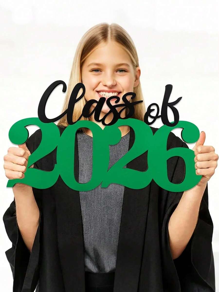 2026年木质毕业装饰品 - 红色2026届毕业生拍照道具和派对装饰，2026届毕业生礼物牌，毕业派对装饰（绿色）