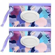 1/2个圆形带盖湿巾袋，婴儿房湿巾收纳袋 - 彩色 - 查看 10