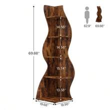 Tribesigns Corner Shelf, Rustic 5-Tier Wall Corner Bookshelf, Stylish Corner Small Bookcase Storage Rack Plant Stand With Unique Shape For Living Room, Home Office, Brown - Brown - View 4