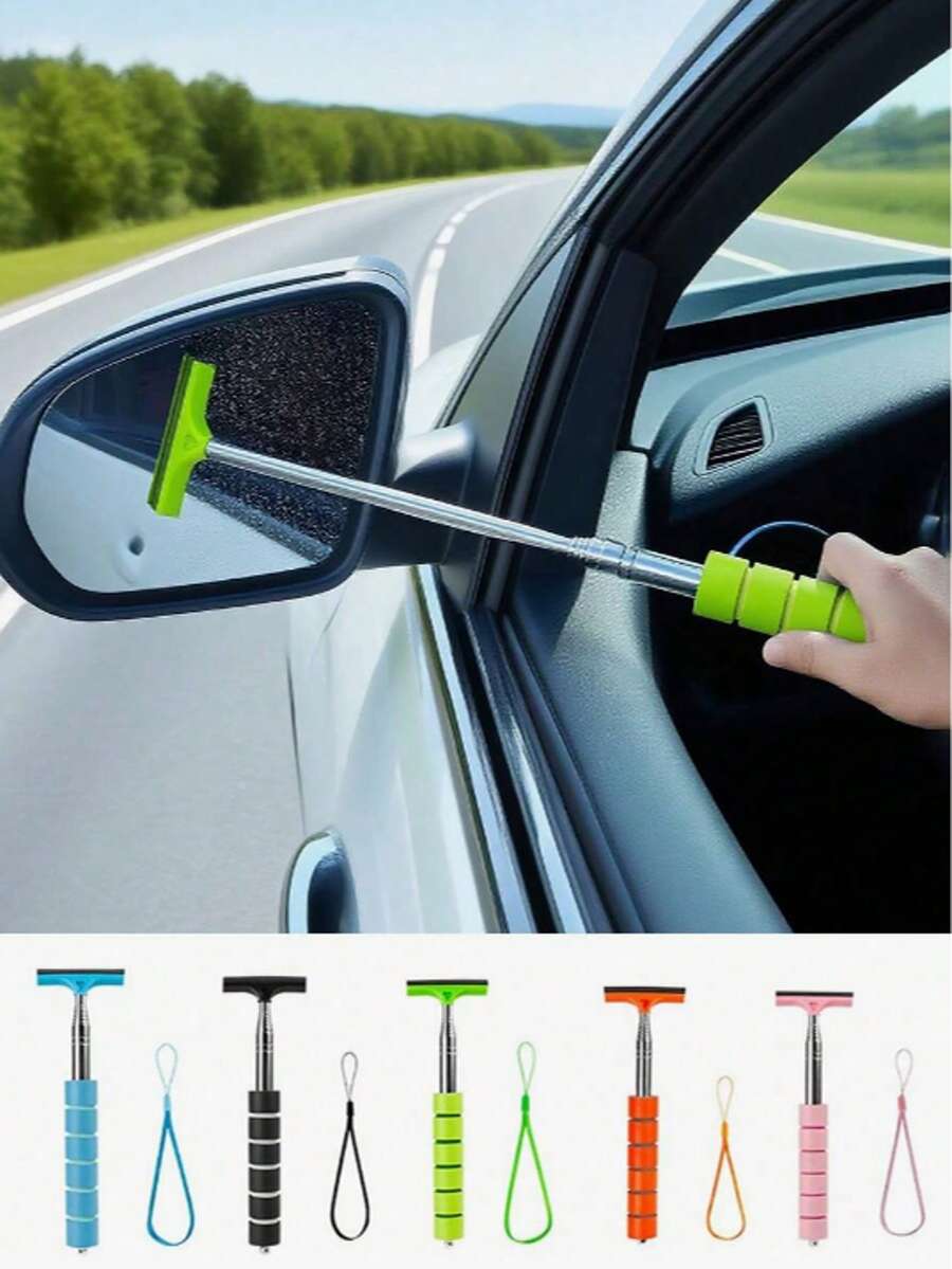 Portable Rearview Mirror Wipers, Manual Car Window And Rearview Mirror Cleaners - Retractable Windshield Wipers, Windshield Cleaning Tools, Car Glass Cleaner, Manual Wipers, Car Cleaning Supplies