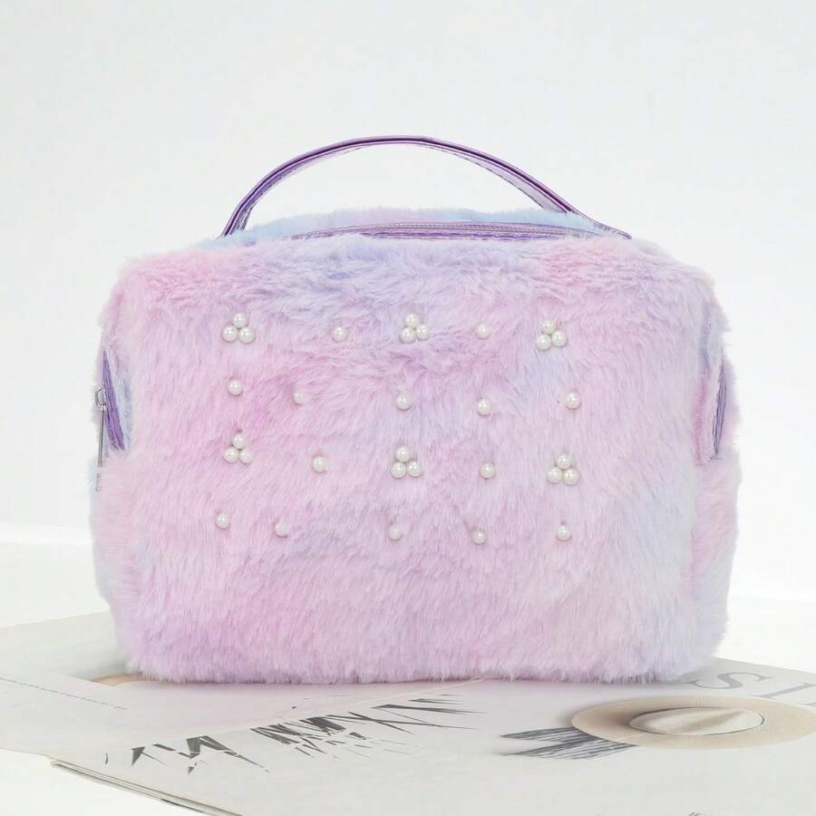 Multineos Comercial Large Plush Cute Cosmetic Bag/Case - New Design - Purple - View 1