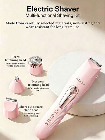 Women's Electric Shaver, Rechargeable Beauty Set Suitable For Face, Nose, Legs, Armpits And Other Areas, Painless Bikini Trimmer, Portable Rechargeable Shaver For Wet & Dry Use