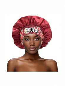 1 pieza Gorro de satén de unicolor con los 12 signos del zodíaco para mujer en color borgoña, adecuado para el hogar y el uso diario, gorro cómodo para el cuidado del cabello durante el sueño, estilo bohemio - Constelación Rojo Vino SM14 - Ver 21