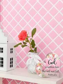 1 pieza Regalo acrílico cristiano inspirador, decoración de escritorio con versículo bíblico, "Dios está en ella, ella no caerá", regalo de cumpleaños inspirador para mamá, hermana, amiga, regalo de fe religiosa, adorno de mesa floral, recuerdo cristiano alentador - Tipo A - Ver 5