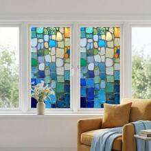 1pc Colorful Pebble Pattern Window Film, Static Cling Privacy Protection Film, Removable, Suitable For Bathroom, Kitchen And Living Room Glass Doors, Home Decor, Beautiful Indoor Decoration, Art Window Sticker - Multicolor - View 10