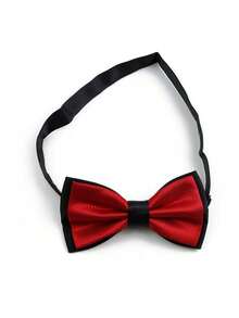 ZLQ&GOU 1pc Polyester Dual-Color Bow Tie For Men, Plaid Pattern Fashion Bow Tie, Suitable For Formal Occasions And Weddings - Red - View 4