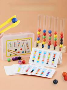 1pc Toddler Counting Color Sorting Stacking Toy, Clip Sorting Set, Montessori Preschool Learning Activity, STEM Math Manipulative Toy, Educational Toy To Develop Children's Hands-On Ability - Multicolor - View 6