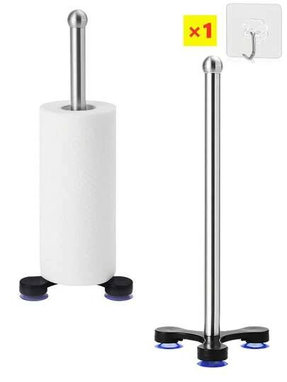 ステンレス製ナプキンホルダー、ペーパータオルホルダー キッチン/ダイニングテーブル トイレットペーパーオーガナイザー、吸盤付きペーパータオルホルダーカウンタートップスタンド シングルバー ティッシュペーパーディスペンサー、プラスチックベース キッチンシェルフテーブルオーガナイザー収納ラック メタルシェルフ ホームサプライ キッチンデコレーション キッチンアクセサリー
