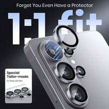 合金镜头保护膜，适用于 Galaxy S26/S25/S24/S23/S23 Ultra Plus FEs A05S A06 A15 A16 A17 A24 A25 A26 A35 A36 A37 A54 A55 A56 A57 等机型，原色镜头保护膜，单镜头保护膜，超薄钢化玻璃铝合金边框，兼容手机壳，母亲节礼物佳选 - 無色 - 查看 10