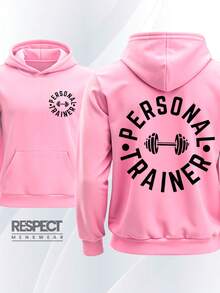Men's Personal Trainer Hoodie, Bodybuilding Instructor Style, Streetwear Style. - Pink - View 3