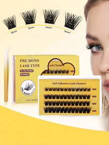 Self Adhesive Cluster Shaped False Eyelashes 48 Pack, 10-16mm D-Curl, Achieving "Eyelash Extension At Home" - View 8