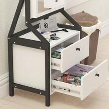360° Jewelry Cabinet With Full-Length Mirror, Rotating Jewelry Cabinet With 2 Lower Drawers, Free Rotation, Ample Storage Space. - White - View 3
