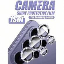 1 pieza Protector de lente de cámara de aleación de diamantes brillantes compatible con Samsung Galaxy S26 Ultra, anti-arañazos, ultra claro, adhesivo fuerte, protector de lente de cámara de vidrio templado de aleación de aluminio metálico, accesorios para teléfonos, compatible con fundas para teléfonos, regalo del Día de la Madre con brillo morado - Morado - Ver 7
