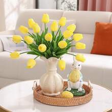 5pcs Exquisite Realistic White Artificial Tulip Bouquet - Perfect For Bedroom, Living Room, Wedding, Party, Valentine's Day, Father's Day, Graduation, Mother's Day, Easter Decor & Gifts For Girlfriend - Yellow - View 4