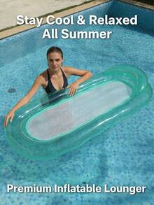 1pc Inflatable Hammock With Net, Foldable Dual-Use Backrest Floating Bed, Water Recreation Lounge Chair, Adult Summer Swimming Pool And Beach Floating Raft, Perfect Summer Gift, Swimming Pool Floating Lounger, Pool Inflatable, Beach Essentials, Pool Float - Multicolor - View 10