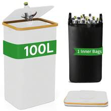 1pc Foldable Storage Box, 100L Recycling Bin With Lid, Removable & Reusable Inner Bag, Includes 1 Removable & Reusable Inner Bag, Suitable For Bottles, Cans, Plastics And Glass. Multifunctional Waste Sorting Box For Home, Apartment, Office And Dorm - Multicolor - View 10