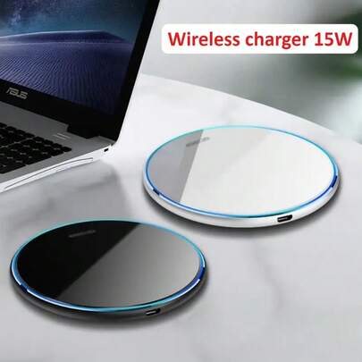 Cargador inalámbrico de 15W, compatible con iPhone 17/16/15/14/13/12 Pro/XS Max/Mini/X/XR, almohadilla de carga inalámbrica rápida inductiva, adecuado para Samsung