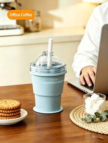 1 cốc đựng đá viên gấp gọn, có ống hút, khuôn đá viên tái sử dụng dùng cho cà phê, đồ uống lạnh, cắm trại và văn phòng. - Một kích cỡ phù hợp cho tất cả - Xem 9