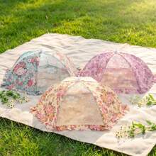 High Quality Floral Food Cover, Foldable, Large Capacity, Hexagon & Round Shape, Fly & Dust Proof, Dining Table Cover, Mesh Fabric Food Tent - Multicolor - View 2