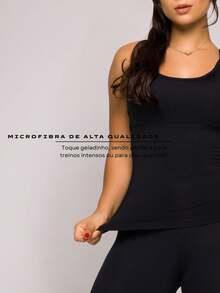 Women's Fitness Tank Top With Spaghetti Straps, Smooth Microfiber, Cool Touch, Ideal For Gym, Running, And Sports. - màu đen - Xem 4