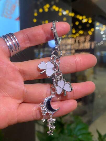 1 chiếc móc khóa hình trăng khuyết đính ngọc trai thanh lịch dành cho nữ, thích hợp làm quà tặng, móc ví, ba lô, túi xách, phụ kiện xe hơi, phụ kiện trang trí túi, ngọc trai, dễ thương, phong cách Gothic.