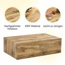 Rectangular Coffee Table In MDF With A Wood Finish. Dimensions: 90 * 50 * 30 Cm. Delivered Assembled. Non-Slip Feet. Ideal For A Modern And Refined Interior. - 自然木色 - 查看 7