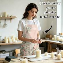 1 chiếc tạp dề nhà bếp bằng vải lanh có thể tùy chỉnh - Thiết kế cá nhân hóa, ảnh hoặc chữ - Tạp dề nấu ăn bằng polyester dệt bền chắc - Nhiều màu - Xem 1