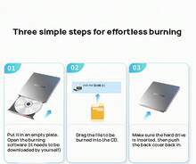 Lenovo External USB Optical Drive, Universal DVD/CD Burner For Laptops And Desktops, Slim And Portable, Fast Read And Write Speeds, Intelligent Noise Reduction, Compatible With PC/Tablet/Mac Systems, Plug And Play Portable Optical Drive. - View 7