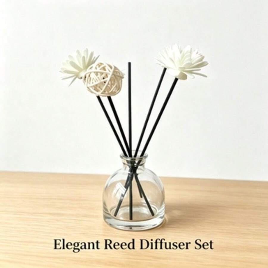 Varillas difusoras de ratán natural, set de accesorios de aromaterapia con flores secas - 5Pcs - Ver 1