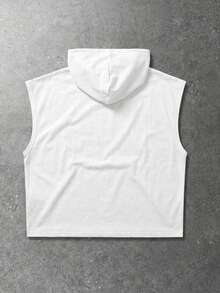 FRACTYR Men's Casual Solid Color Hooded Tank Top, Versatile For Spring & Summer - White - View 4