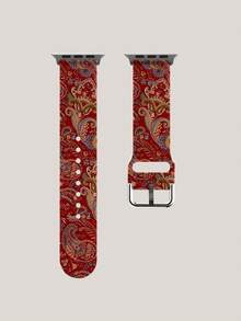 1条红色花卉图案柔软弹性透气腕带，适用于 38mm 40mm 41mm 45mm 44mm 42mm 49mm，时尚休闲硅胶表带，兼容 Ultra系列、S10/SE/9/8/7/6/5/4/3/2/1智能手表 - 彩色 - 查看 8