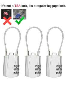 1/2 Pack TSA Approved Combination Lock - High Strength Zinc Alloy Body And Cut-Resistant Steel Cable, 3-Digit Combination Lock, Suitable For Travel Luggage, Gym Lockers, Bicycle Locks (Black), Travel Security Accessory | Multipurpose Travel Lock | Combination Lock, Luggage Lock, Travel Essential Holiday Vacation Supplies - Multicolor - View 30
