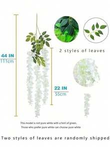 12/24件組人造白色紫藤花花環，由抗UV塑料藤蔓與逼真綠葉製成，適合戶外/懸掛花環裝飾，完美適用於婚禮、門廊、花園裝飾、情人節裝飾 - 白色 - 查看 6