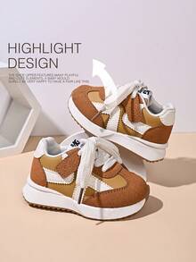 1 Pair Toddler Boys' Colorblock PU Hook And Loop Design Flat Casual Cute Athletic Shoes, Suitable For Spring & Autumn - Yellow - View 8