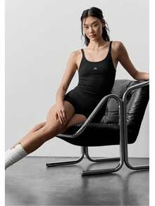 Alo Yoga Ribbed Prosper Tank | Signature Micro-Ribbed Performance Fabric | High-Neck Sophisticated Silhouette | Built-In Shelf Bra Support | Moisture-Wicking & 4-Way Stretch | Essential Luxury Activewear - Black - View 4