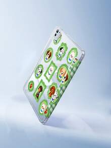 A Cute Cartoon Dual-Color Plaid Puppy Double-Sided Acrylic Transparent Crystal Back Cover, Shock-Proof, Suitable For IPad 7th, 8th, 10th Generation (10.2 Inch), Built-In Pen Slot, Support Sleep/Wake Function, Ideal Gift Choice - Multicolor - View 3
