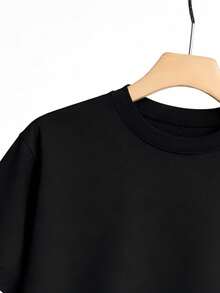 Camiseta negra de mujer con letras " mom" en degradado multicolor, letras con patrón leopardo y girasol central, diseño de transferencia térmica, blusa casual - Negro - Ver 5