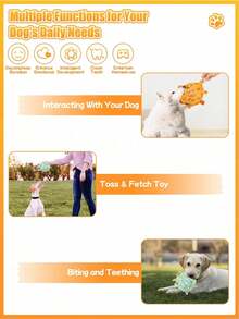 1pc 15cm High Quality Colorful Print Jingle Bell Chew Toy, Suitable For Teething, Training, Outdoor And Indoor Play, Keeps Dogs Busy - Multicolor - View 6