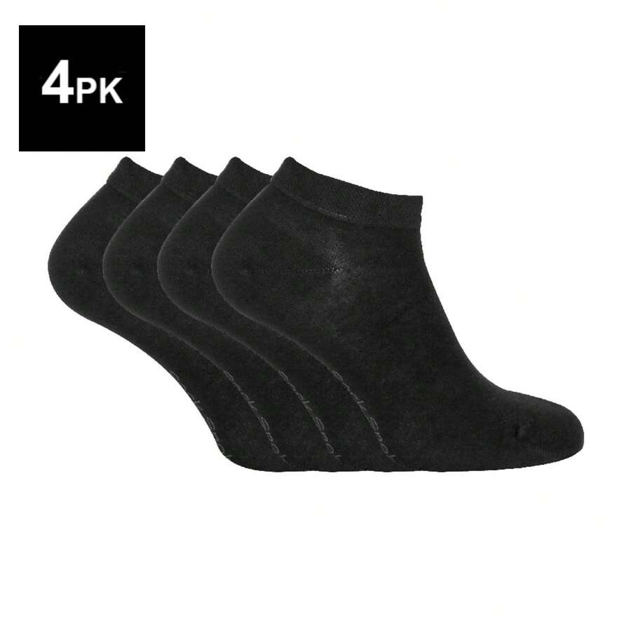Sock Snob Sock Snob - 4 Pairs Mens Bamboo Breathable Low Cut Ankle Trainer Socks - Black - View 1